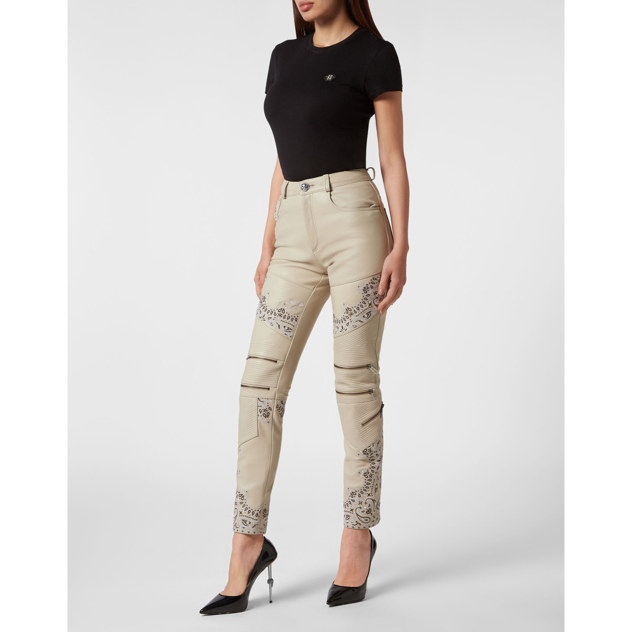 PHILIPP PLEIN Leather Trousers PAISLEY