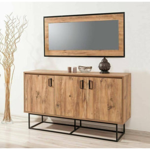 Credenza Drad, Buffet da soggiorno, Madia da salotto, Dispensa da cucina, 140x40h80 cm, Quercia e Nero