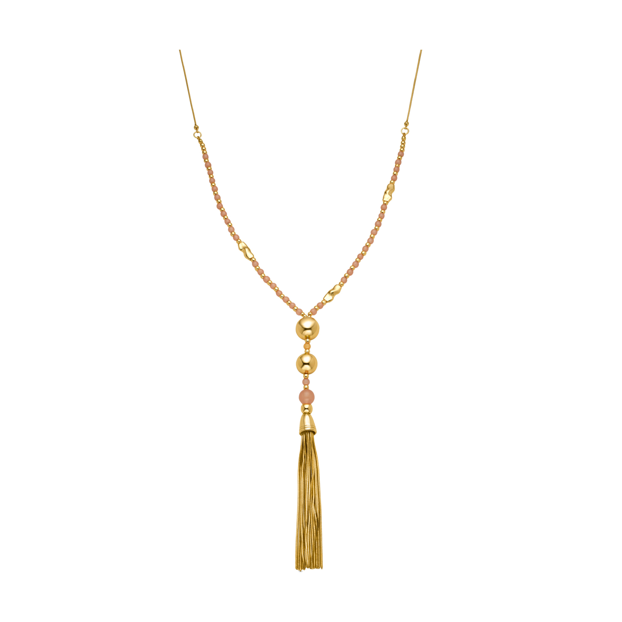 Collar de Cristal Naranja acabado en oro amarillo de 18k