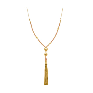 Collar de Cristal Naranja acabado en oro amarillo de 18k