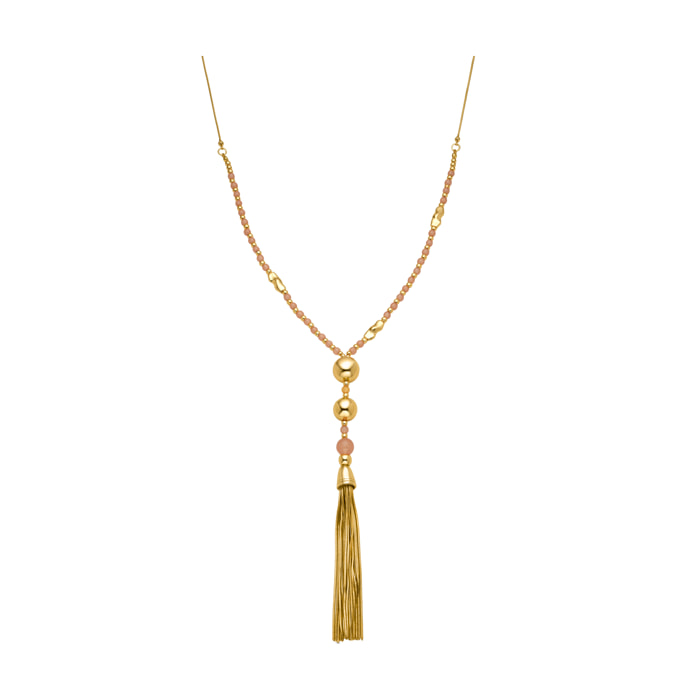 Collar de Cristal Naranja acabado en oro amarillo de 18k