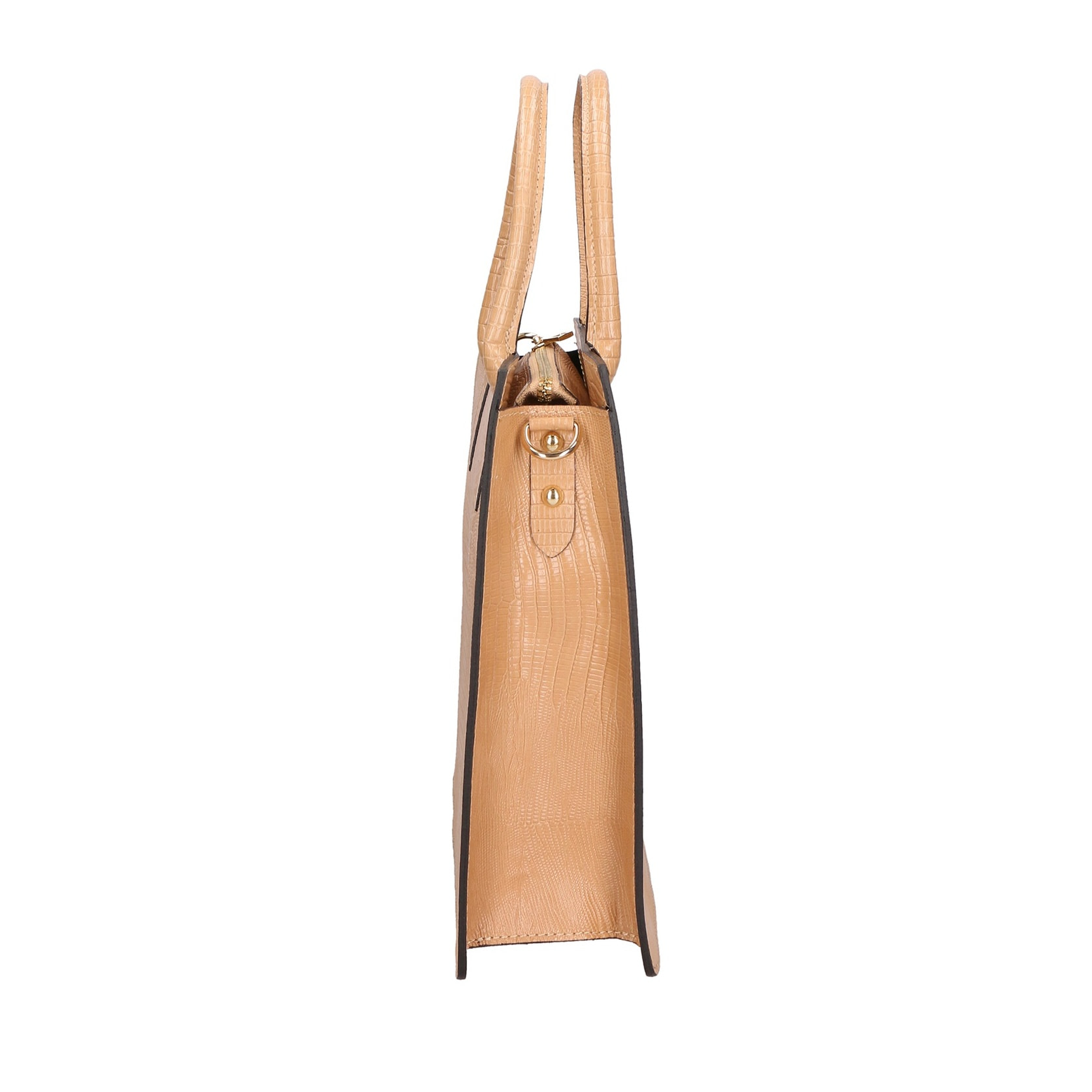 Borsa a mano da donna - Modello Giulia - Vera pelle effetto cocco - 30.0 x 28.0 x 10.0 cm