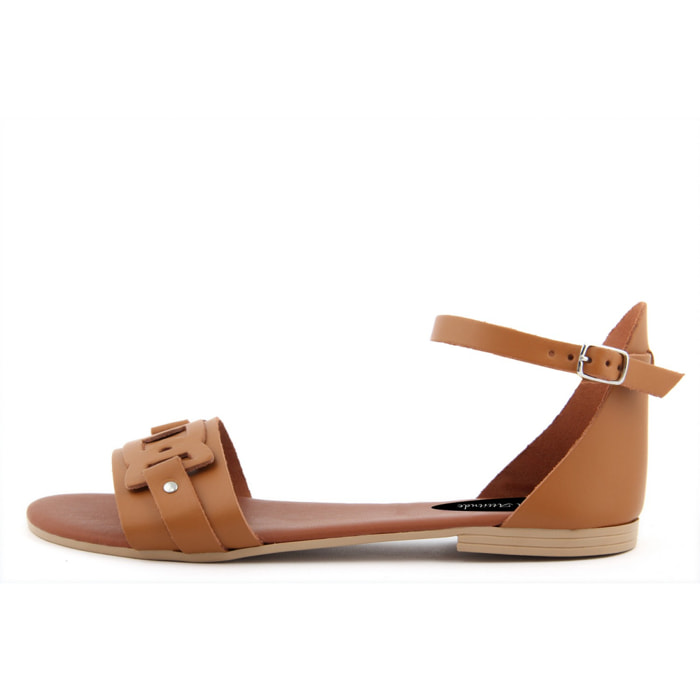 Sandalo Donna in pelle colore Cammello