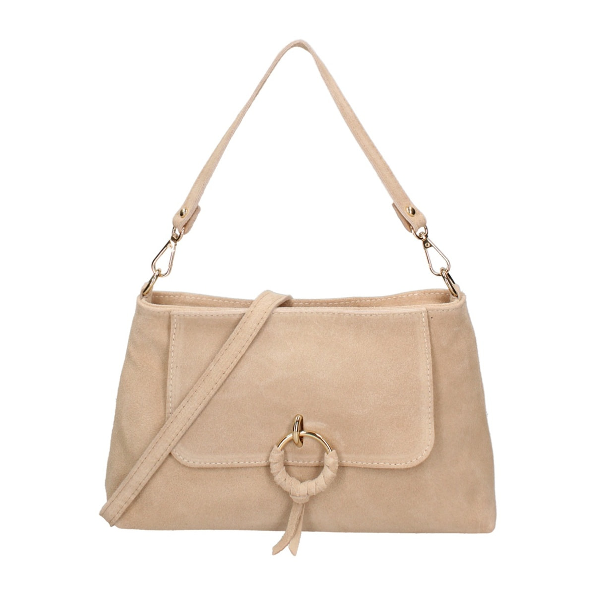 Borsa a mano da donna Made in Italy - Modello Celeste Pro - Pelle scamosciata - 30.0 x 17.0 x 9.0 cm