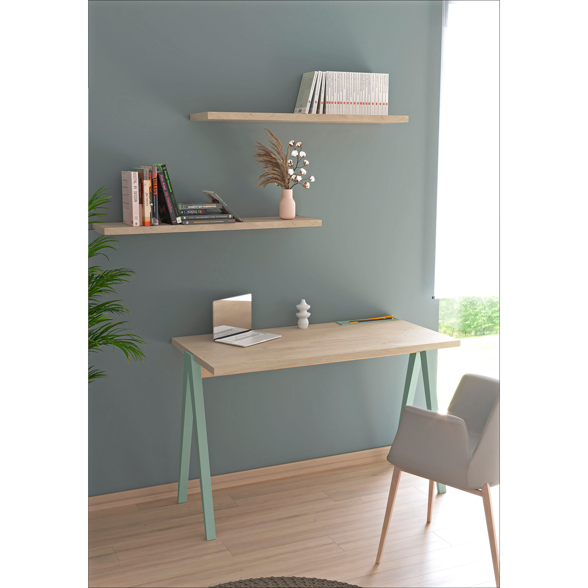 Estante mural Line melamina roble 90x18x2 cm