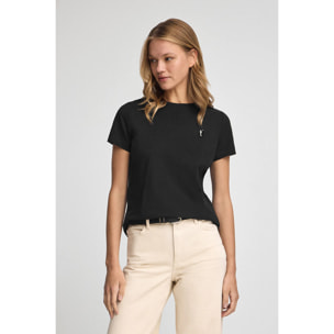 Camiseta negra de manga corta con bordado Rigby Go