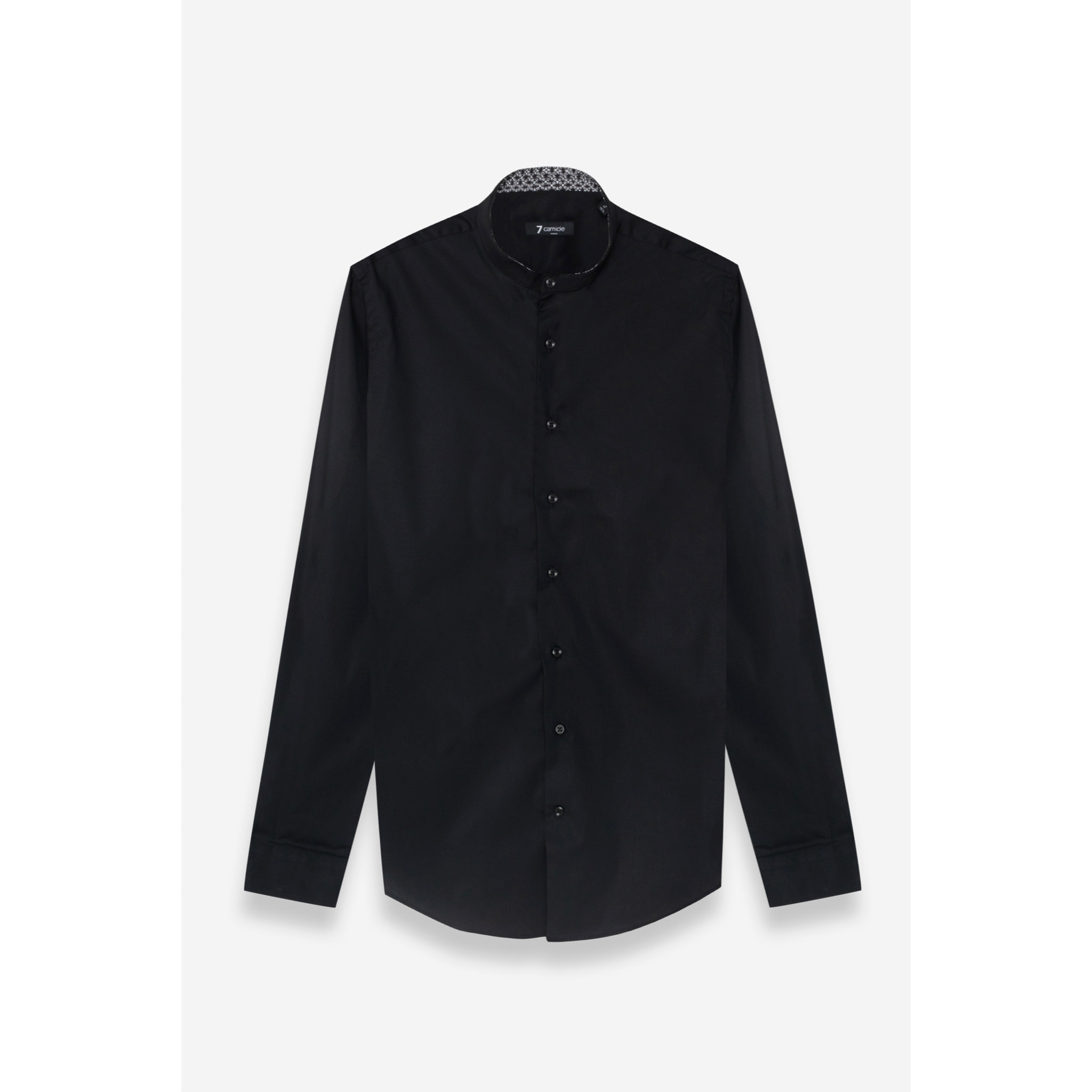 Camicia Uomo Coreano Slim Popeline Stretch Unito Nero