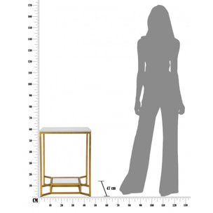 Tavolo da caffè, Ferro e Vetro e Marmo Artificiale, Colore Oro, Misure: 47 x 47 x 60 cm