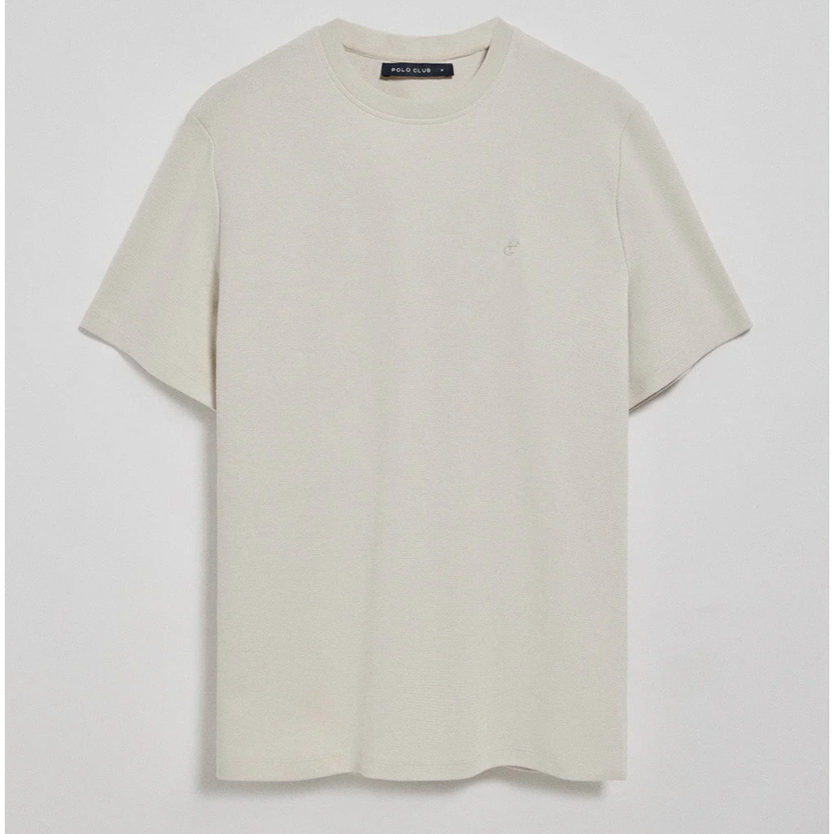 Camiseta gris claro microestructura con monograma bordado PC