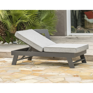 NEWYORK - Salon d'angle de jardin 6 places en aluminium gris anthracite