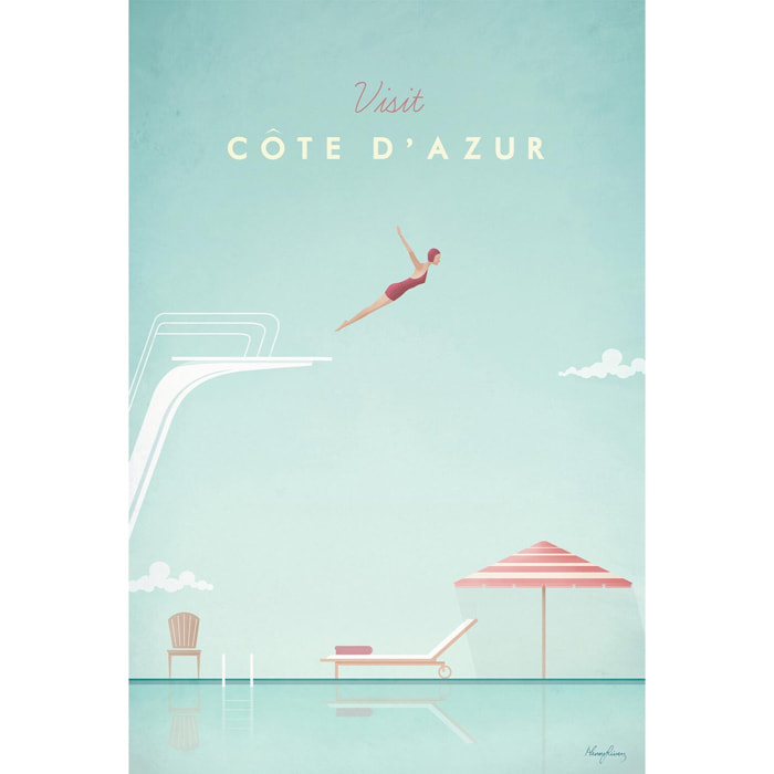 Tableau paysage cote d'azur vintage  Toile imprimée