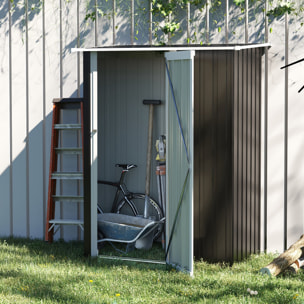 Abri de jardin - remise pour outils - cabanon porte verrouillable - dim. 142L x 84l x 189H cm - tôle d'acier anthracite blanc
