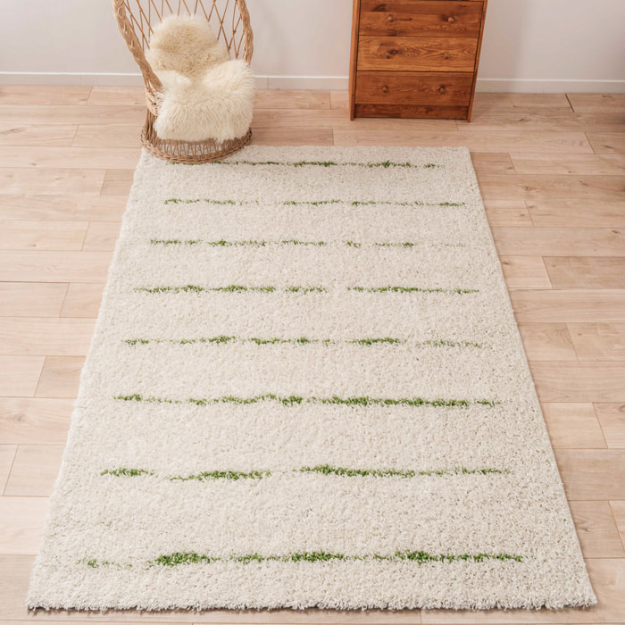 Terra - tapis shaggy de salon en laine artificielle vert prairie