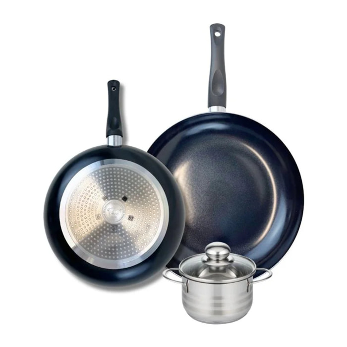 Ensemble de 2 Poêles de cuisson 24 et 28 cm et 1 faitout 12 cm Elo Prima Brillant