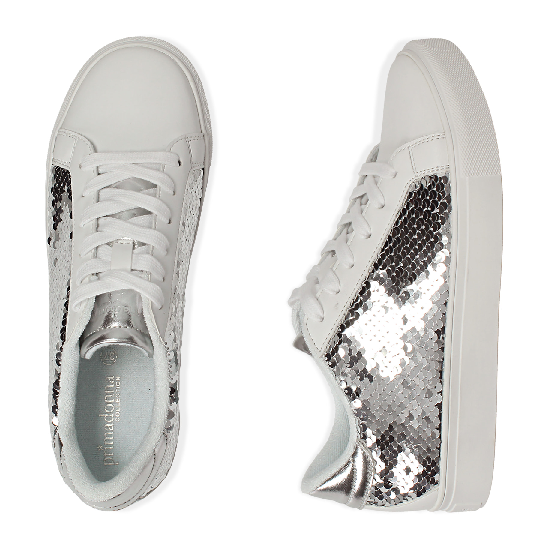 Sneakers con paillettes argento