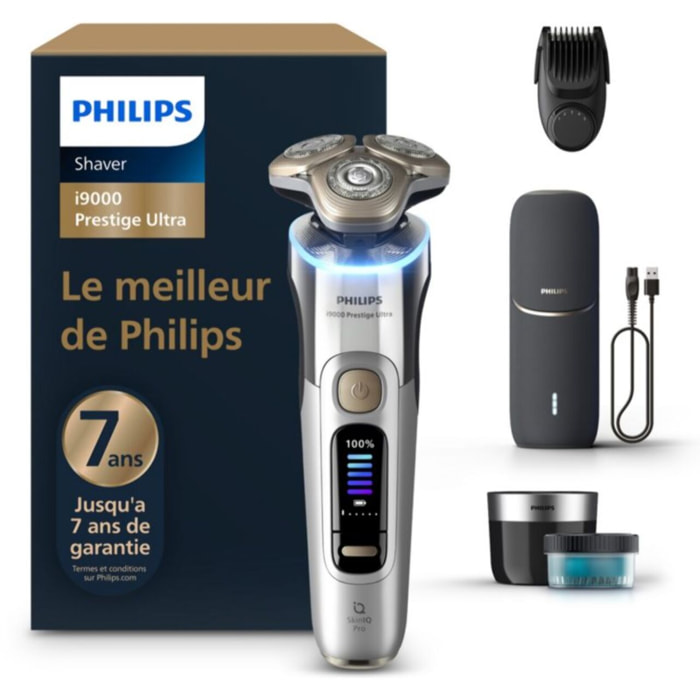 Rasoir électrique PHILIPS XP9404/46 Serie i9000 prestige ultra 100 % étanche avec Skin IQ et boitier de recharge UV