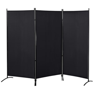 Biombo de 3 Paneles, Biombo Separador de Ambientes Plegable con 6 Pies de Metal, Divisor de Habitaciones, Salón, Dormitorio, 253x182 cm, Negro