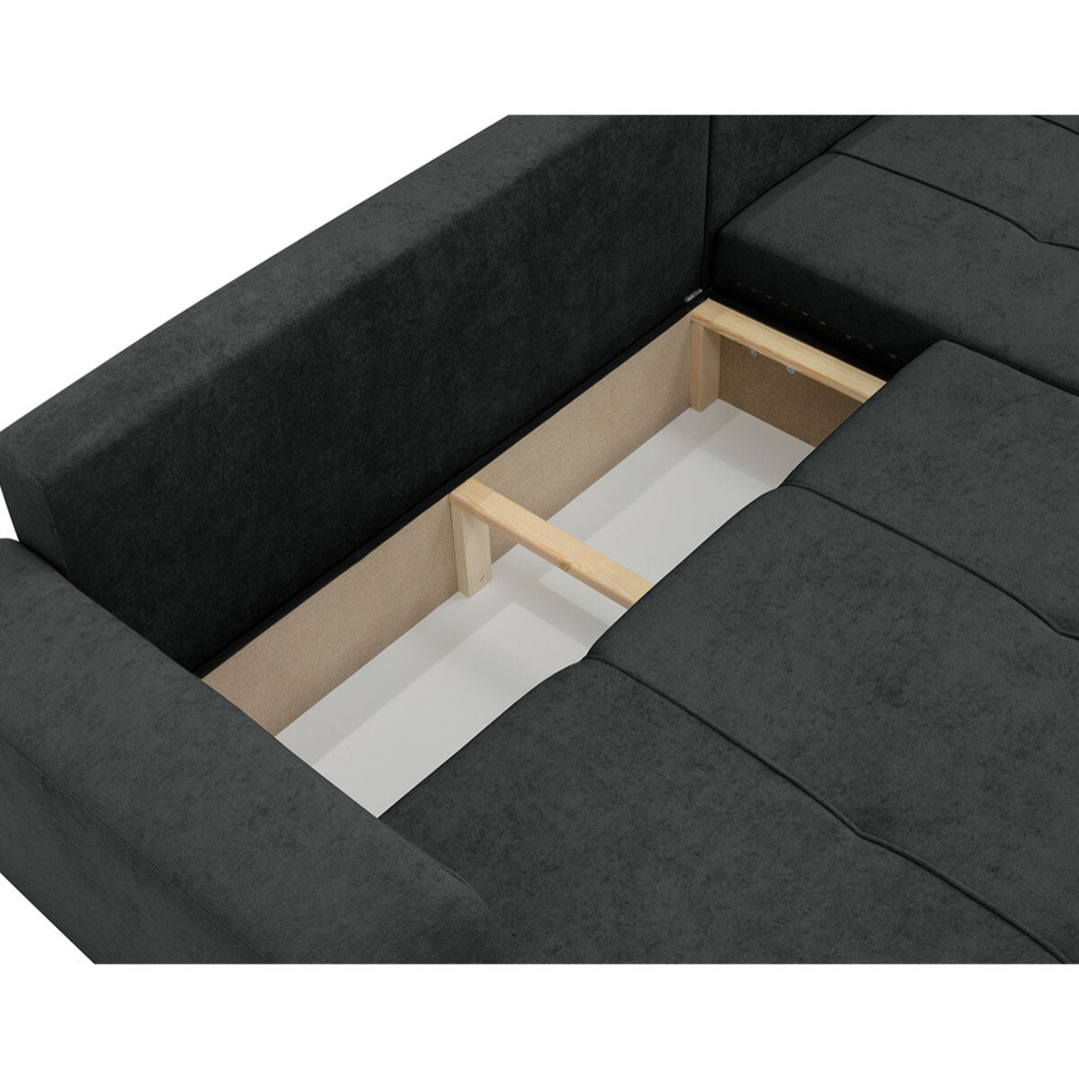 Nicole - Canapé d'angle réversible 5 places convertible avec coffre en tissu - Gris Anthracite