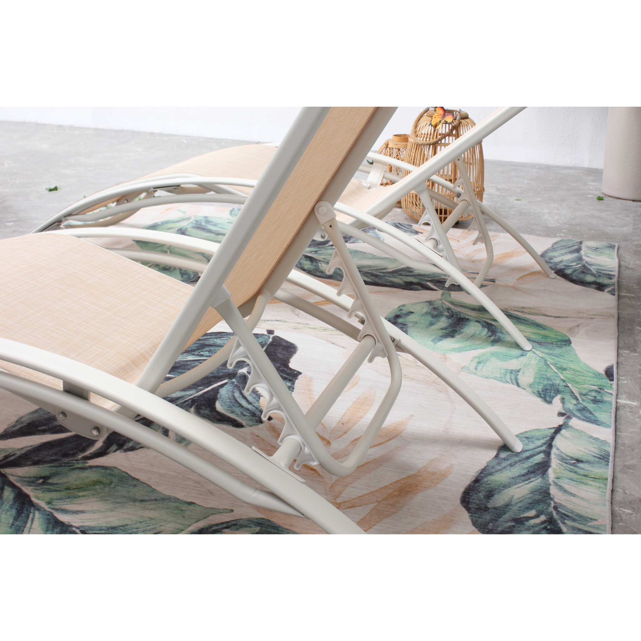 Lot de 2 transats empilables et ajustables écru/ blanc ANTIBES