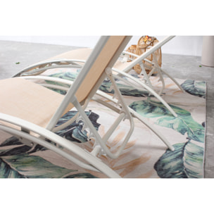 Lot de 2 transats empilables et ajustables écru/ blanc ANTIBES