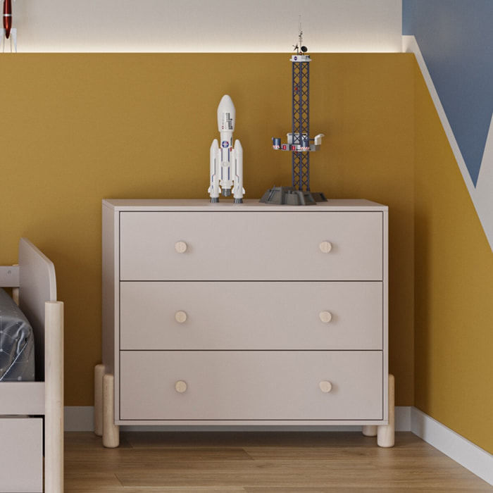 Commode enfant 3 tiroirs en bois - BASTIEN