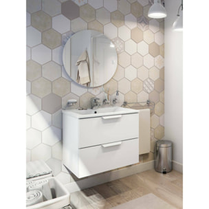 Mobile sottolavabo Arzano, Mobiletto da bagno, Contenitore porta lavabo, Armadio per lavandino, 60x45 h50 cm, Bianco lucido