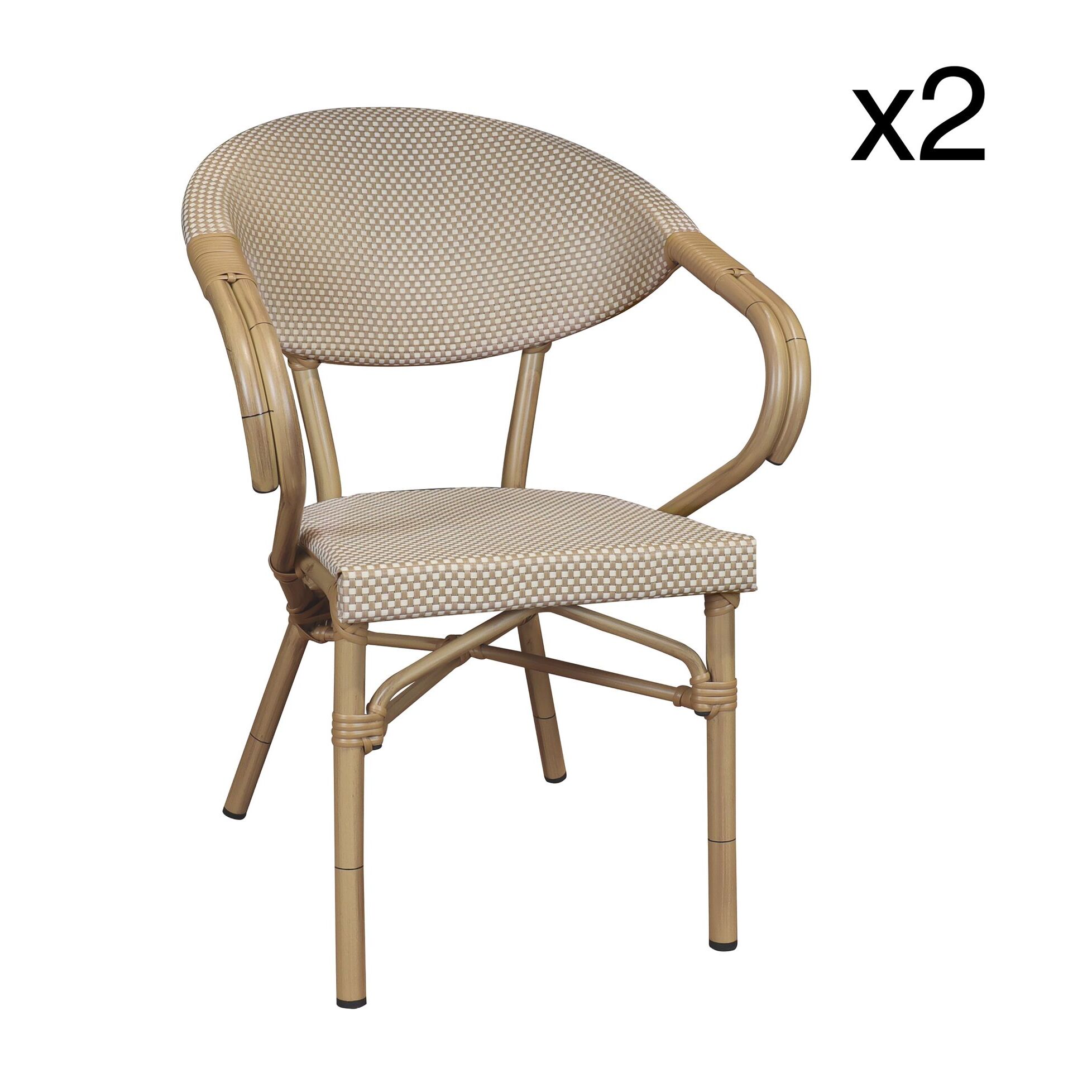 Lot de 2 fauteuils de table extérieur en textilène beige AMALFI