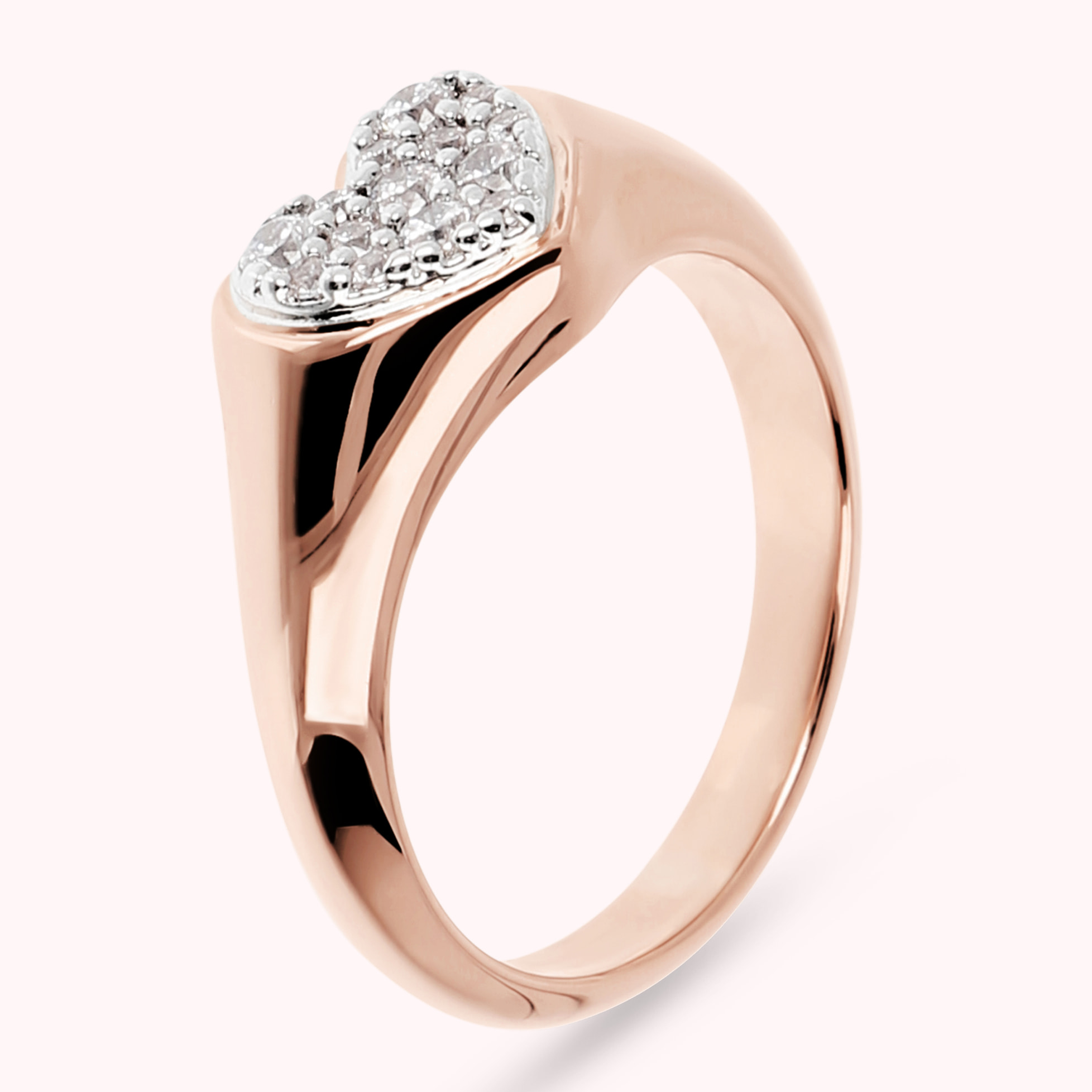 Anello Fedina con Cuore Pavé in Cubic Zirconia