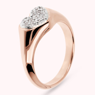 Anello Fedina con Cuore Pavé in Cubic Zirconia