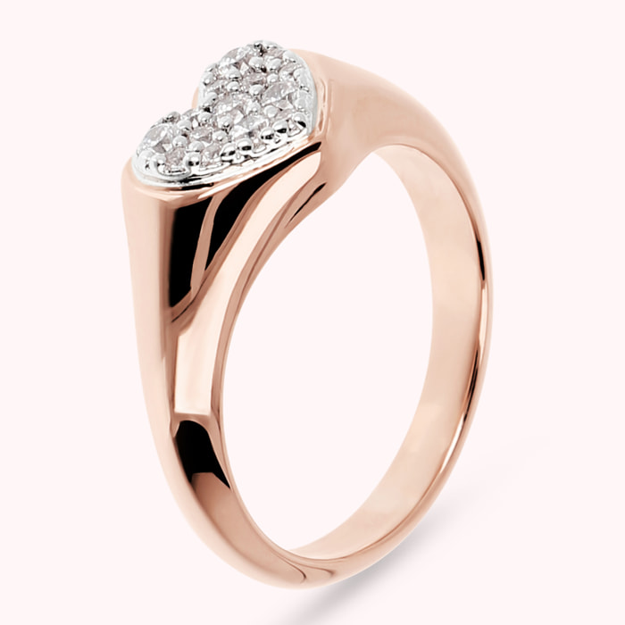 Anello Fedina con Cuore Pavé in Cubic Zirconia