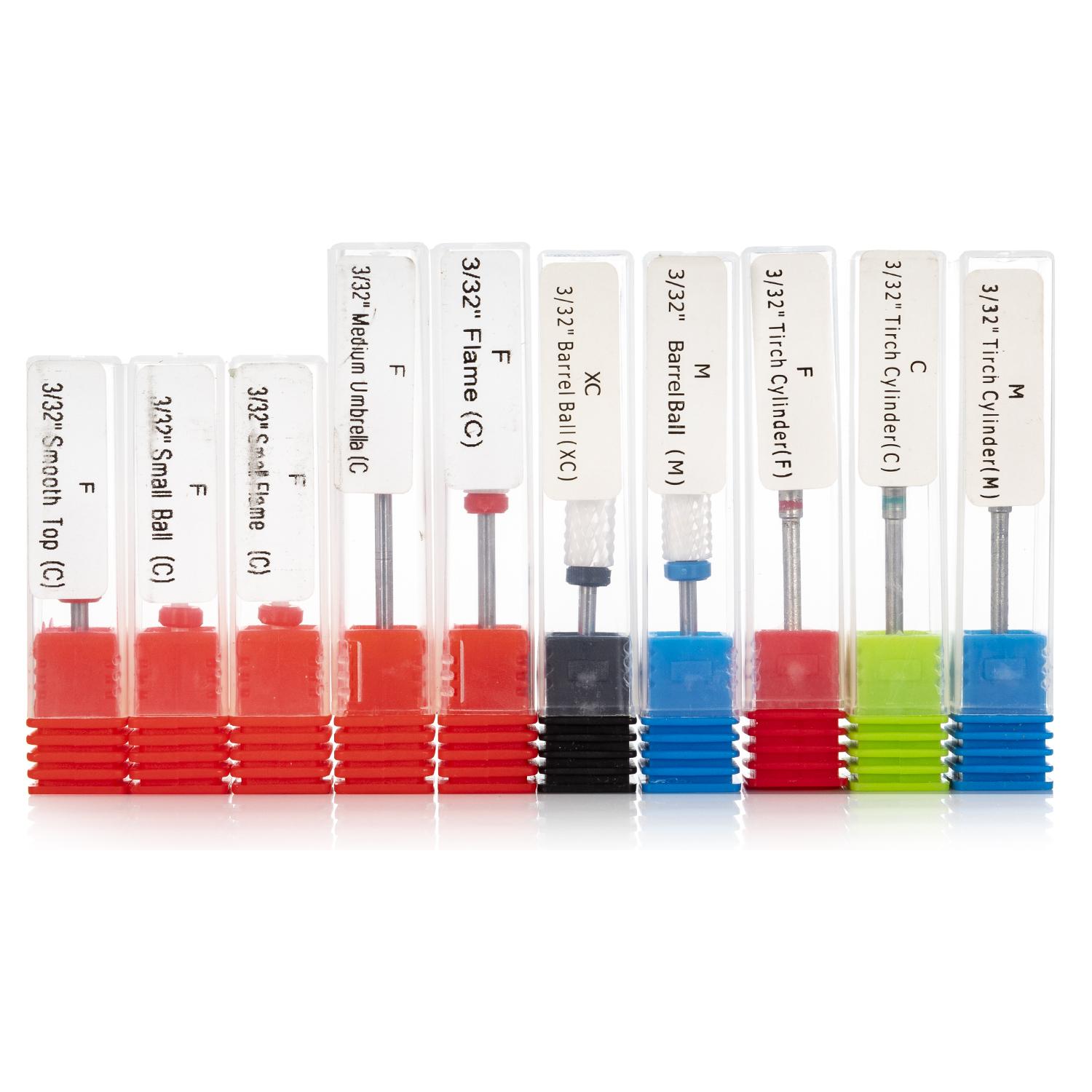 Kit frese manicure in ceramica, per lucidatrici elettriche. Include 10 tipi.