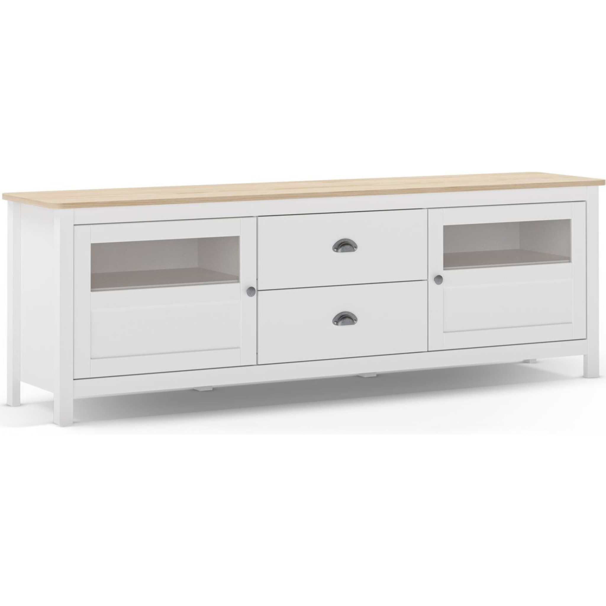 Meuble TV 2 portes 2 tiroirs en bois - MACHA