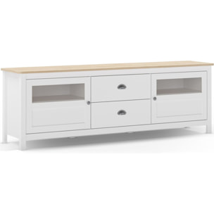 Meuble TV 2 portes 2 tiroirs en bois - MACHA