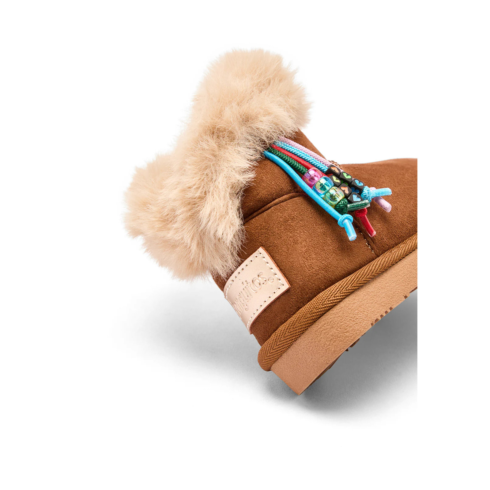 Stivali da bambina in stile australiano con fodera in pelliccia e ciondolo