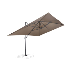 Parasol déporté rectangulaire 3x4m - Wimereux - Taupe- Parasol excentré inclinable dans 5 positions. rotatif à 360°.