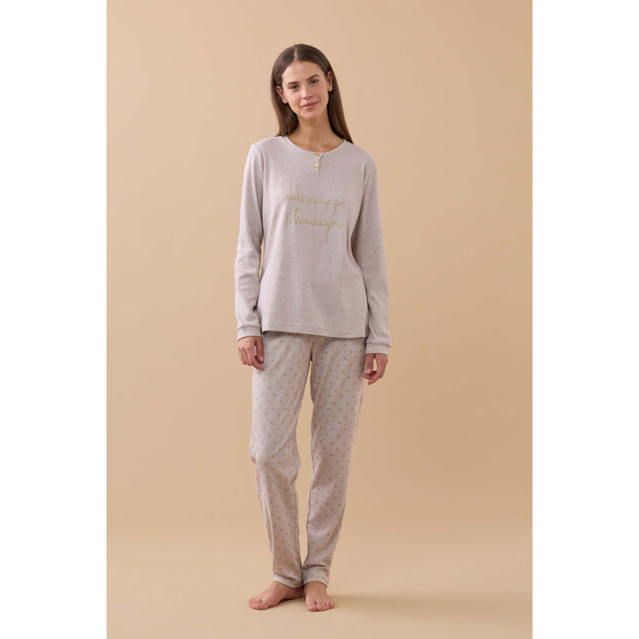 Pigiama donna champ in caldo cotone con collo due bottoni Noidinotte
