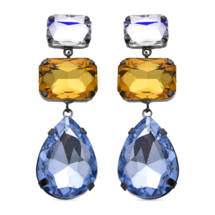 Pendientes de Cristal Azul acabados en oro amarillo de 18k