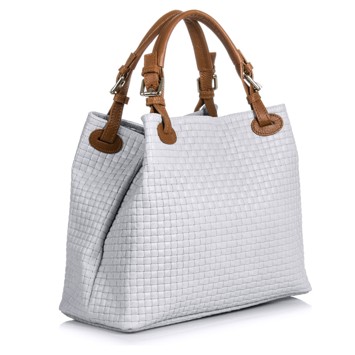 Emanuela Borsa tote Donna.Pelle autentica Velluto Incisione Geometrica