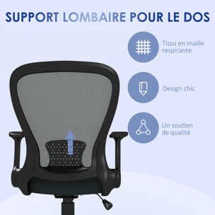 Chaise de bureau ergonomique - soutien lombaire, hauteur réglable, pivotante - noir anthracite