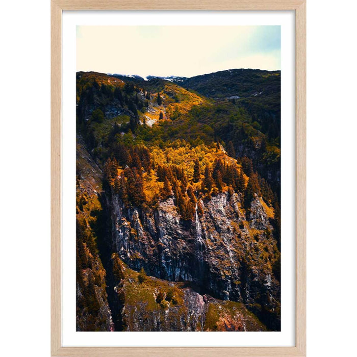 Affiche nature failles et ravins sauvages Affiche + cadre en bois - Chêne