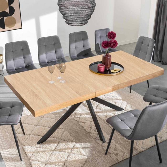 Table à manger extensible Spider 160-200cm avec rangement - Bois - Noir