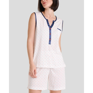 Pijama corto mujer topitos sin mangas ligero