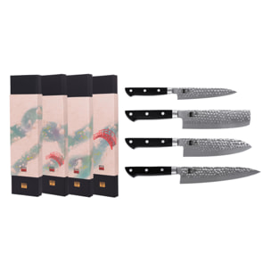 Set Hashi Tsuchime: 4 cuchillos (petty + nakiri + santoku + gyuto)