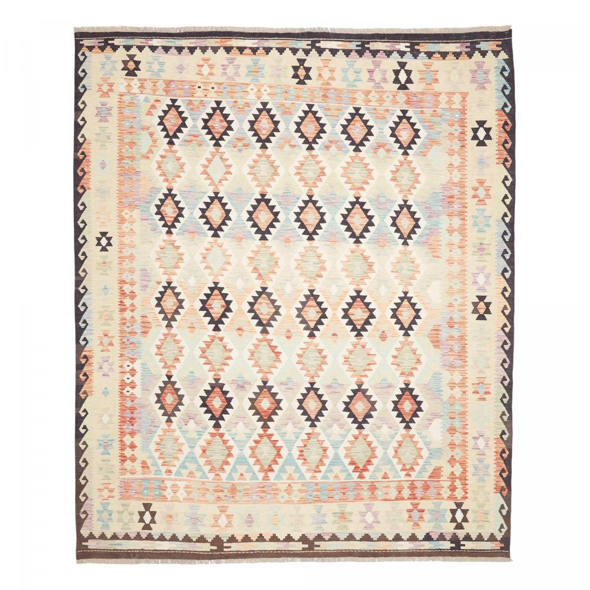 Tapis kilim géométrique, tissé à plat, laine naturelle, ZONIDOZ