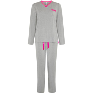 Pijama mujer vigore de escote pico con puntilla