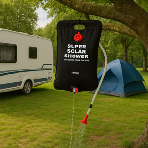 Well Home Bolsa de Ducha de Camping con Rociador de 15 Litros en color Negro