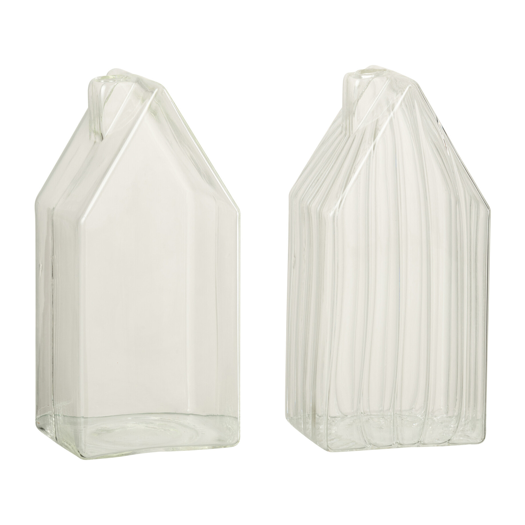 J-Line décoration Maison Plain/Ligné - verre - transparent - large - 2 pcs