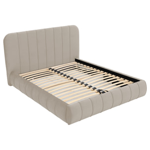 Elsa - lit coffre - 180x200 cm - en velours - sommier inclus - Beige