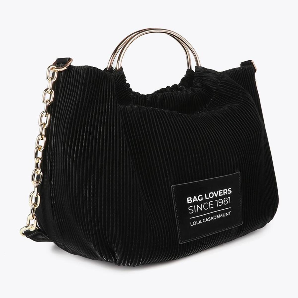 Borsa Plissettata Effetto Pelle con Etichetta 'bags lovers'