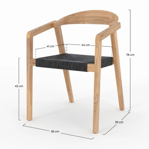 Chaise de jardin en bois de teck recyclé et rotin synthétique - Malio